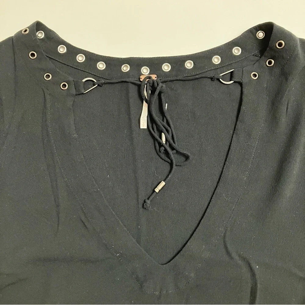 FREE PEOPLE bell sleeve rivet tie chest crop top